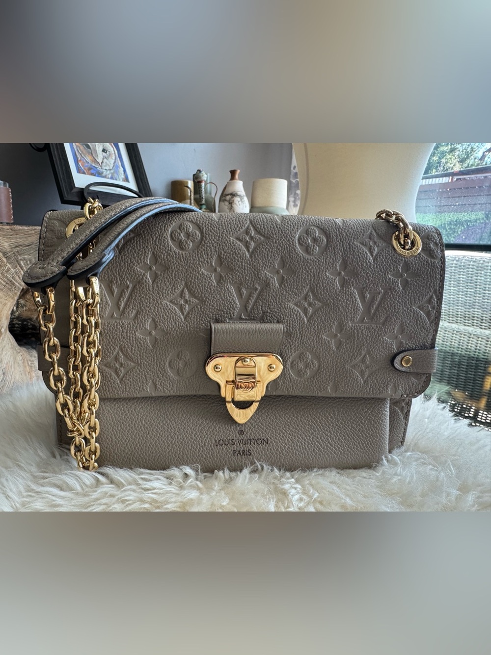 Louis Vuitton Vavin PM Empriente Tourterelle Leather Shoulder Bag Authentic